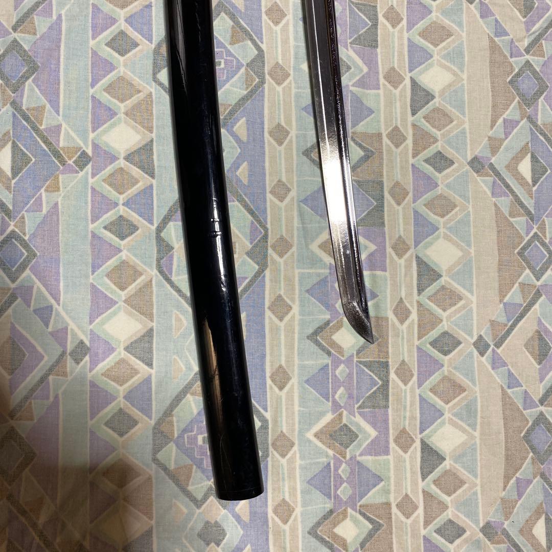 女性•少年用居合刀 黒柄 鶴羽透し丸鍔 黒呂鞘