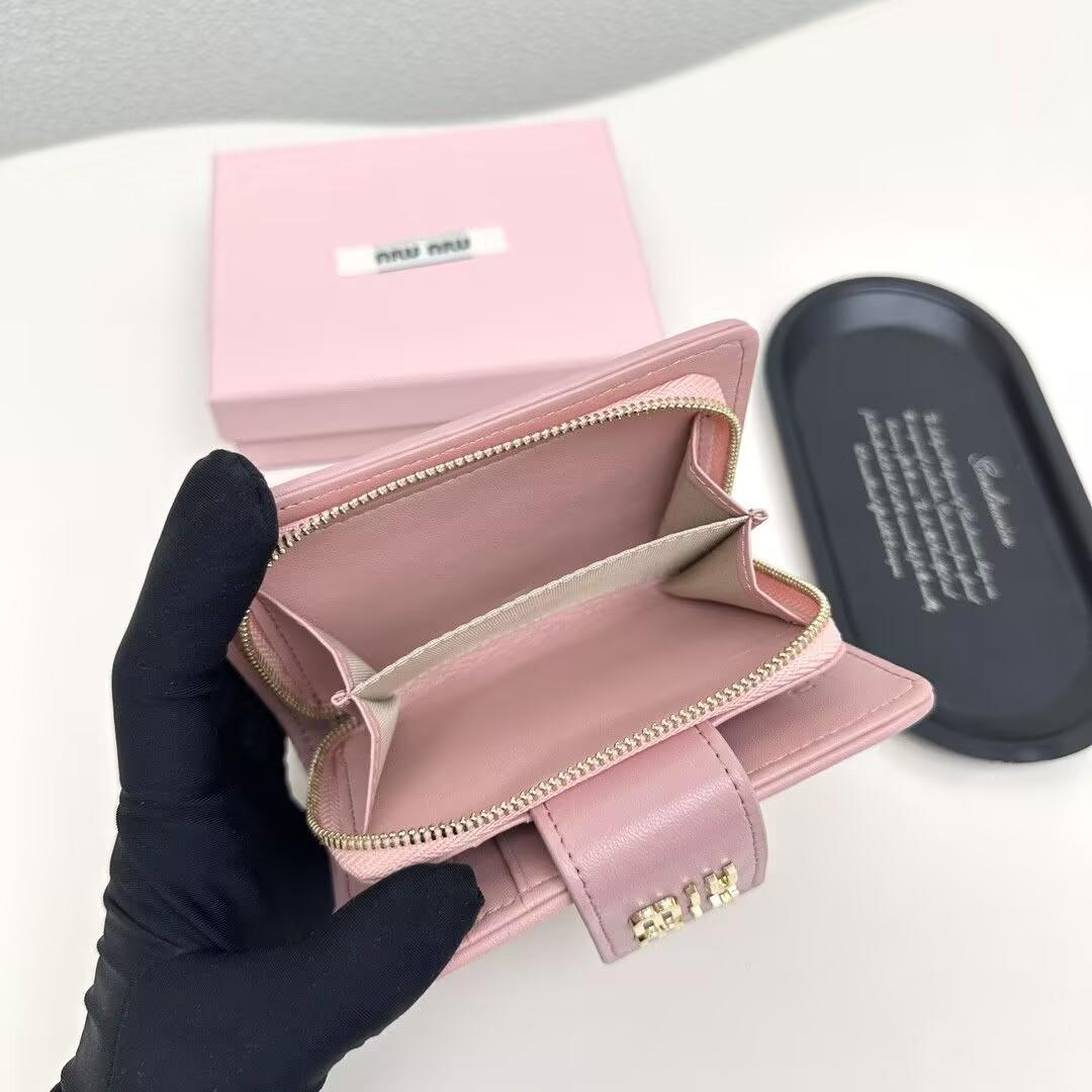 ノーブランド ピンク 二つ折り財布