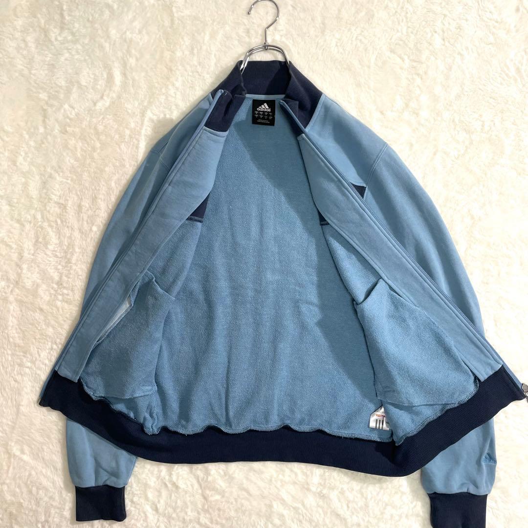 90s～00s　adidas　トラックジャケット　サイズM　ブルーネイビー切替
