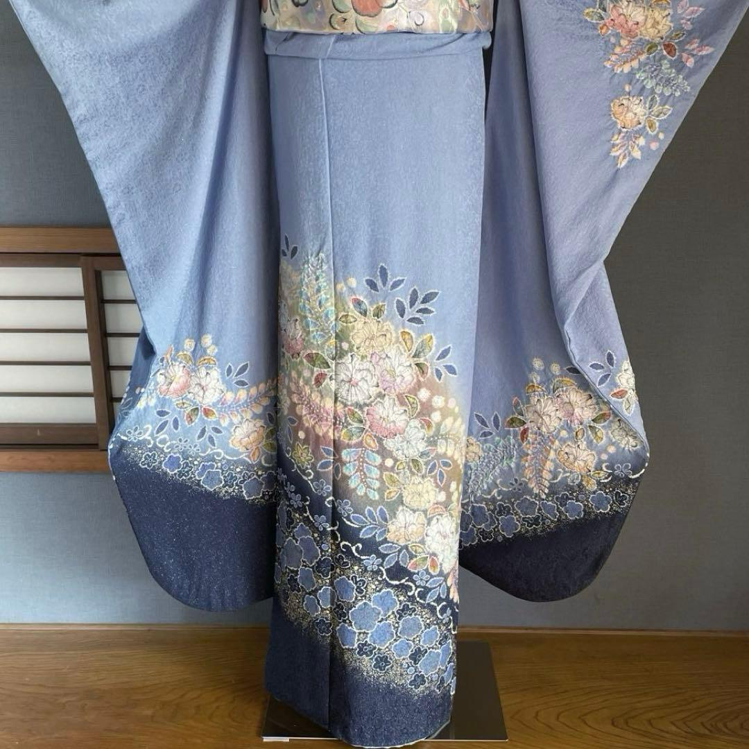 振袖フルセット　高身長　辻ヶ花　成人式振袖　振袖　裄丈69 ➕サイズ　水色