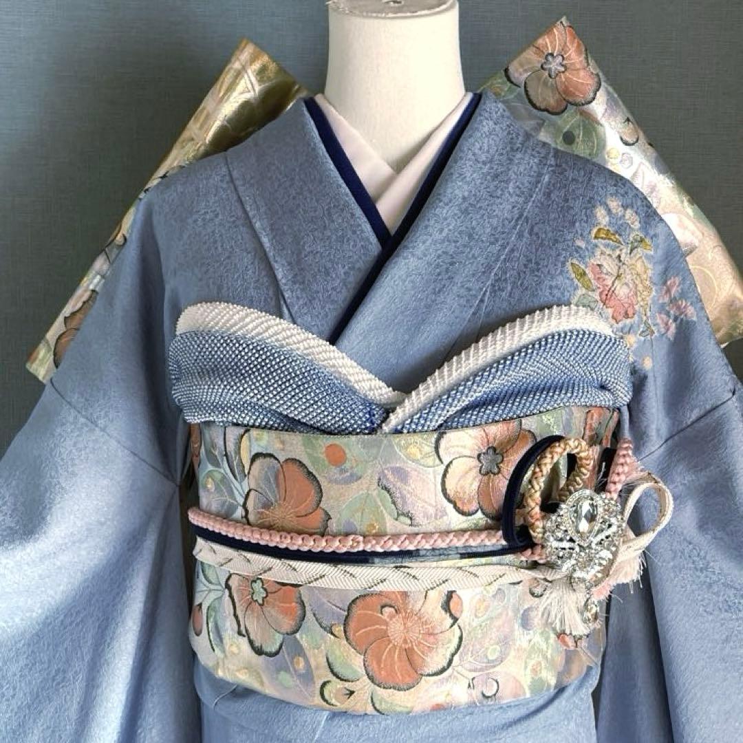 振袖フルセット　高身長　辻ヶ花　成人式振袖　振袖　裄丈69 ➕サイズ　水色