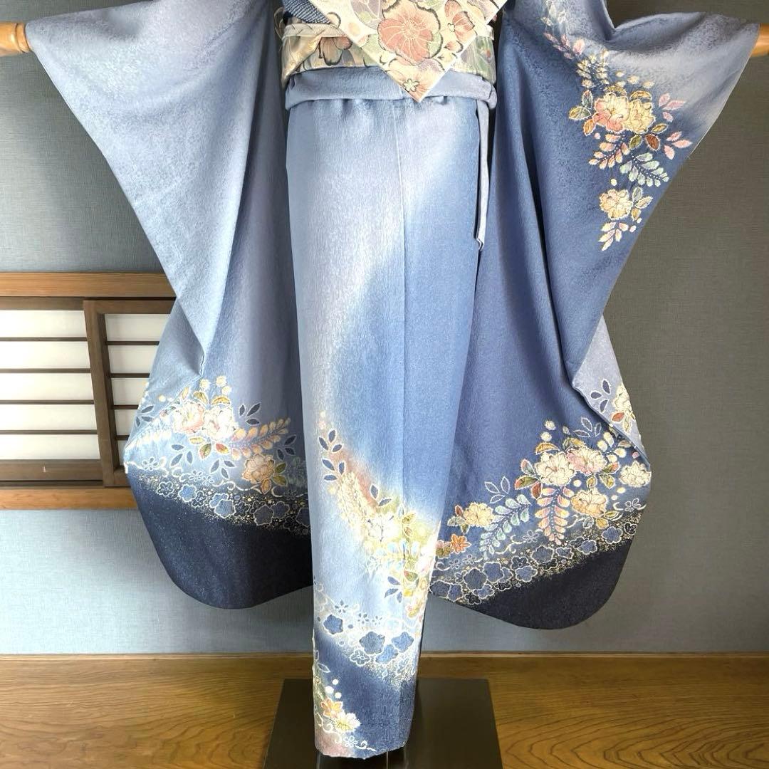 振袖フルセット　高身長　辻ヶ花　成人式振袖　振袖　裄丈69 ➕サイズ　水色