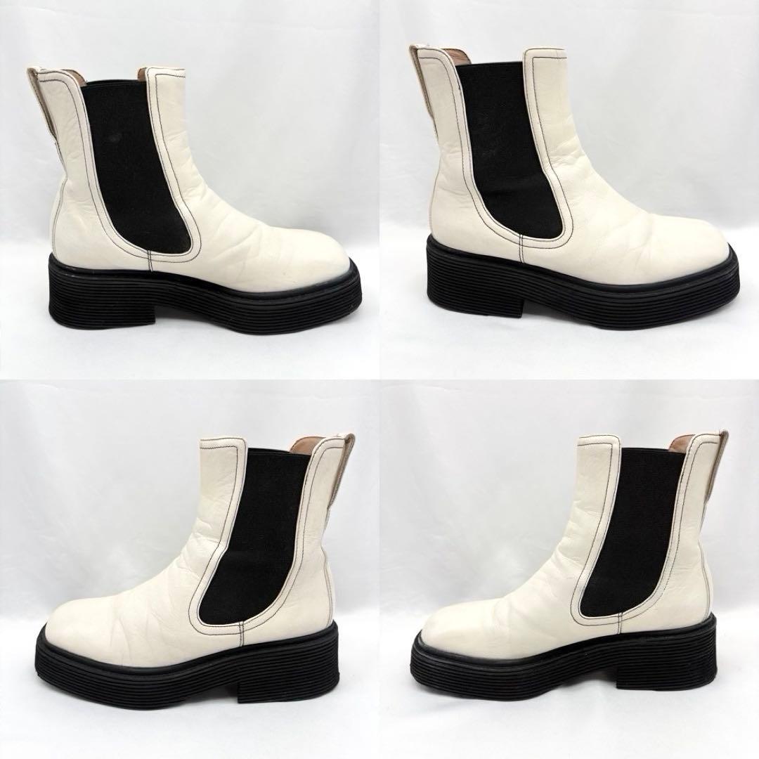 MARNI サイドゴア チェルシーブーツ レザー 厚底 37 1/2 ホワイト