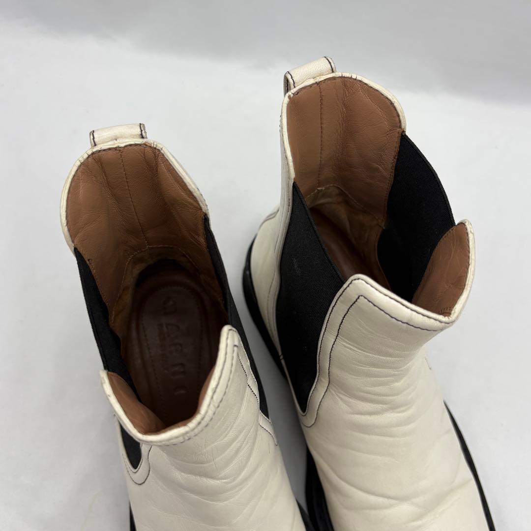 MARNI サイドゴア チェルシーブーツ レザー 厚底 37 1/2 ホワイト