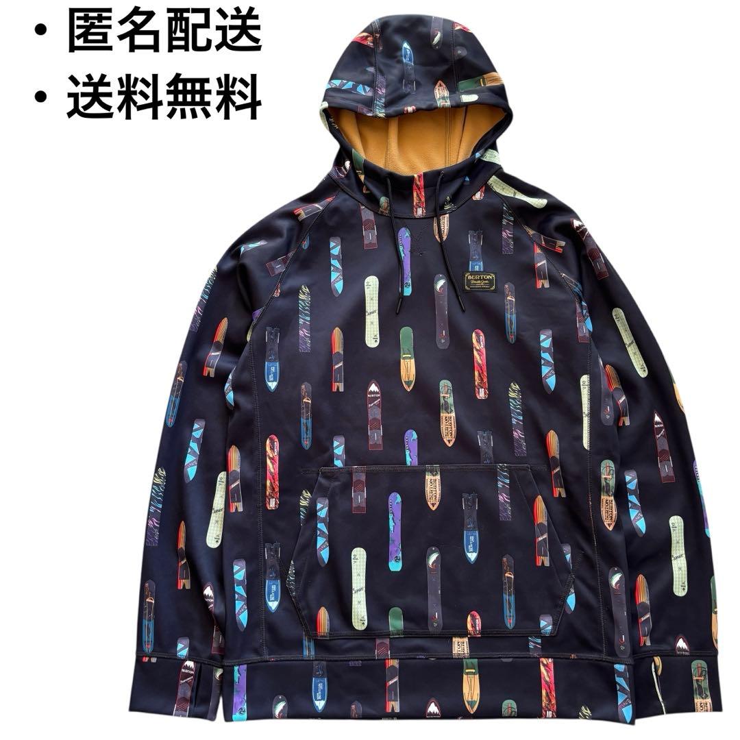 Burton バートン スノーボード柄 総柄 プルオーバー フーディ メンズM
