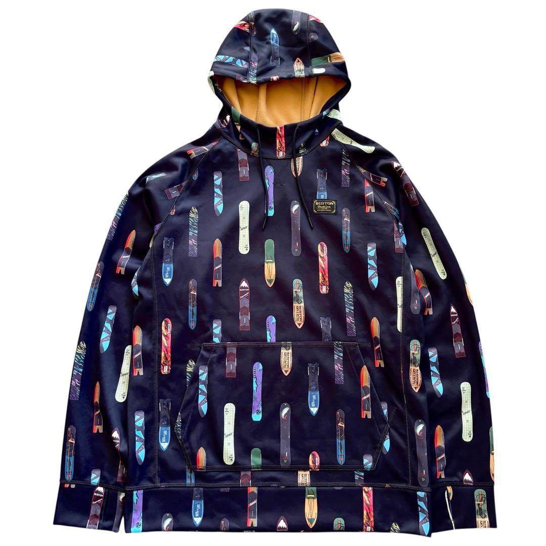 Burton バートン スノーボード柄 総柄 プルオーバー フーディ メンズM