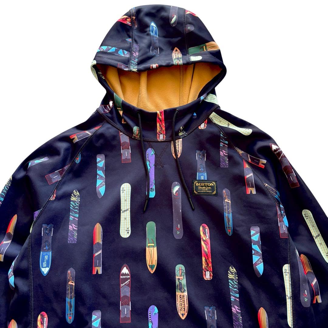 Burton バートン スノーボード柄 総柄 プルオーバー フーディ メンズM