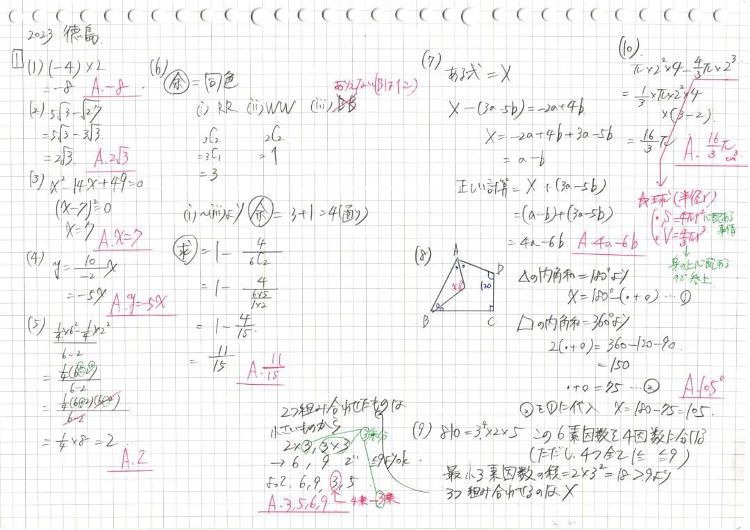 塾講師オリジナル数学解説 全問動画付 徳島 公立高校入試 2022～24 過去問
