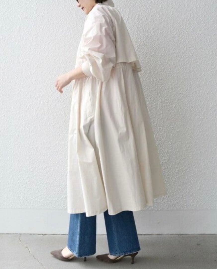 美品 SHIPS シップス スタンドカラー ロングコート ホワイト