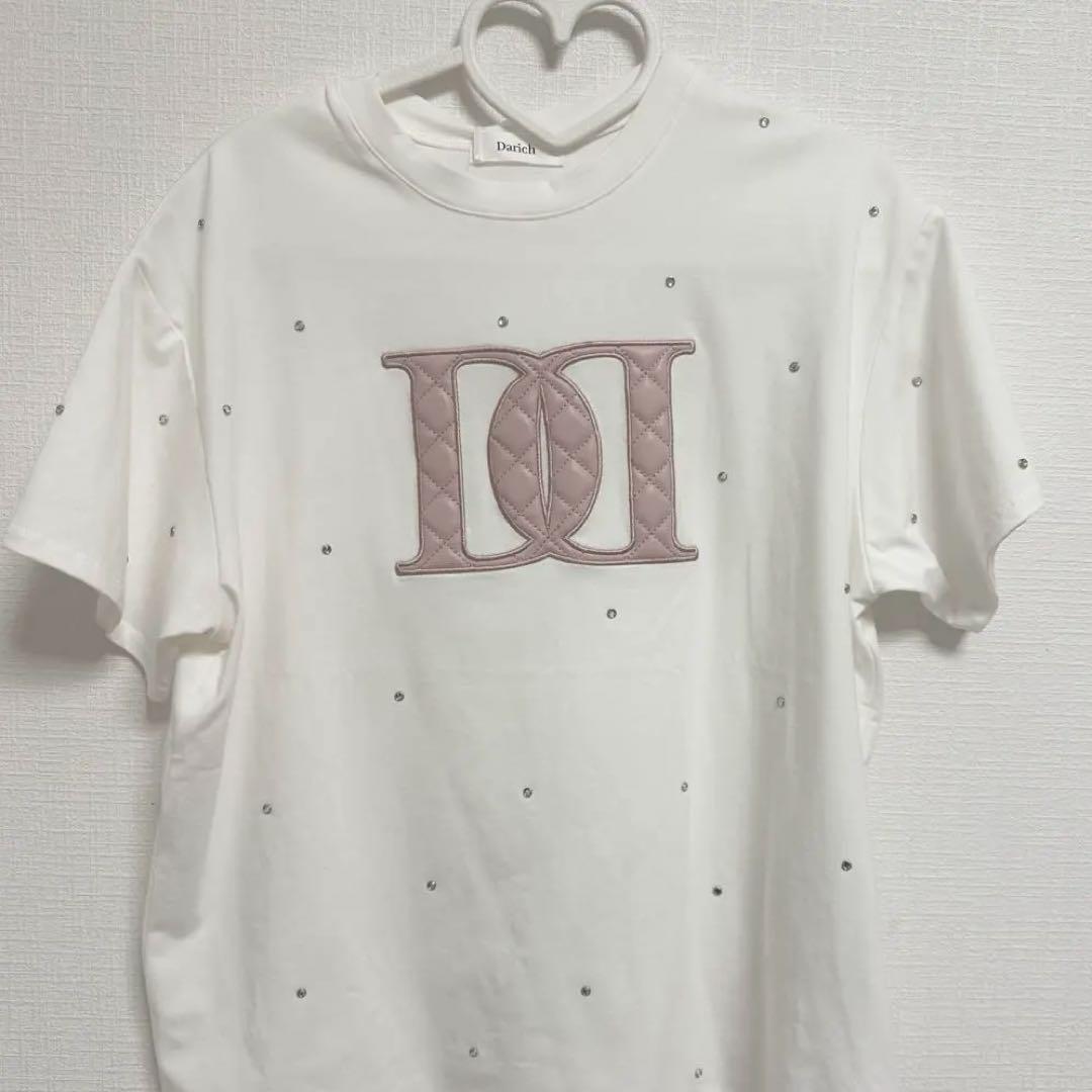 最終値下げ　Darich キルティングアップリケビジューTシャツ ホワイト