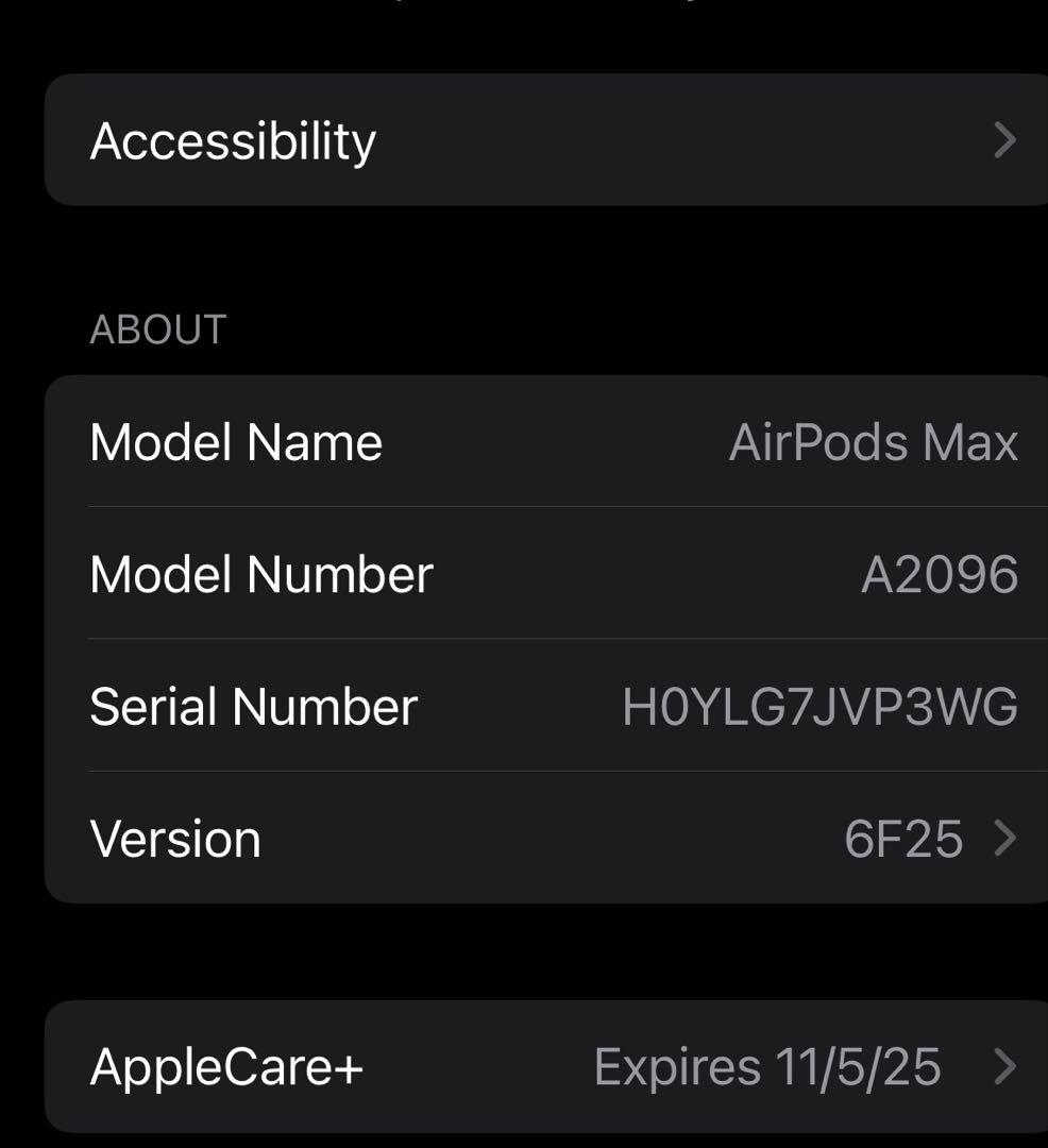 AirPods Max AppleCare（2025年11月5日まで有効）