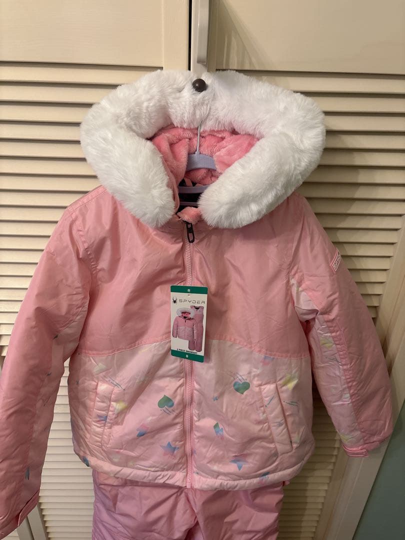 子供用 ピンク スキーウェア 上下セット120-130cm 防風　暖かい　防寒