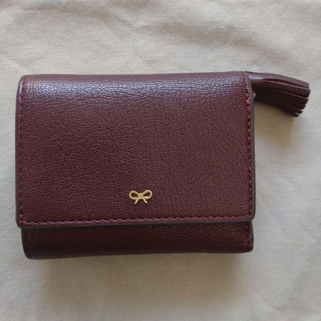 【komi 】ANYA HINDMARCH バーガンディ 三つ折り財布