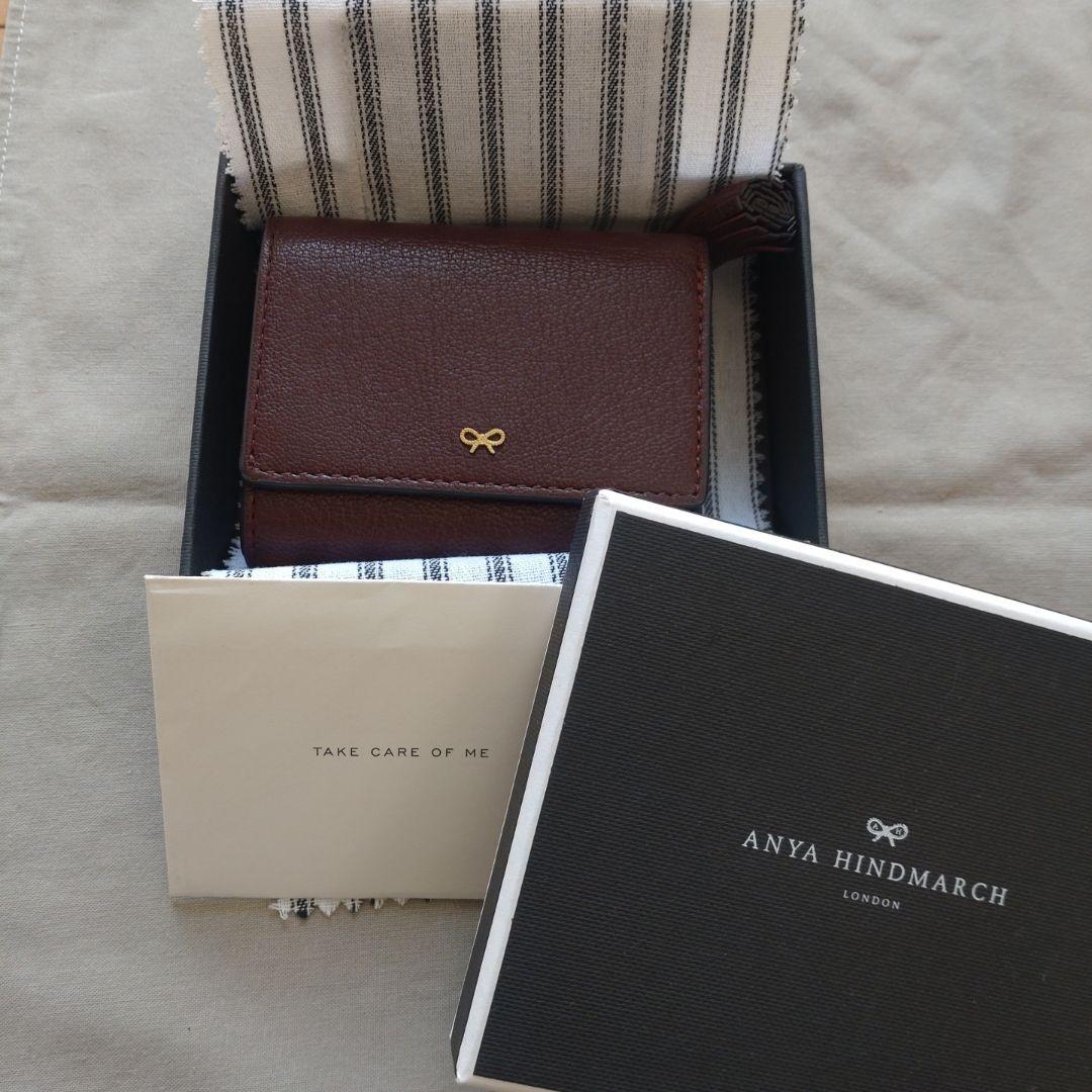 【komi 】ANYA HINDMARCH バーガンディ 三つ折り財布