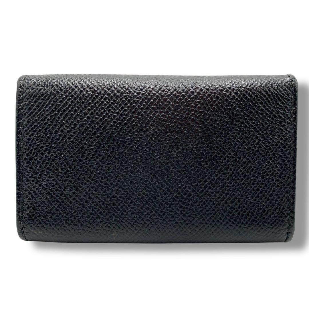美品✨ブルガリ サークルロゴ キーケース 6連 レザー 黒 シルバー金具