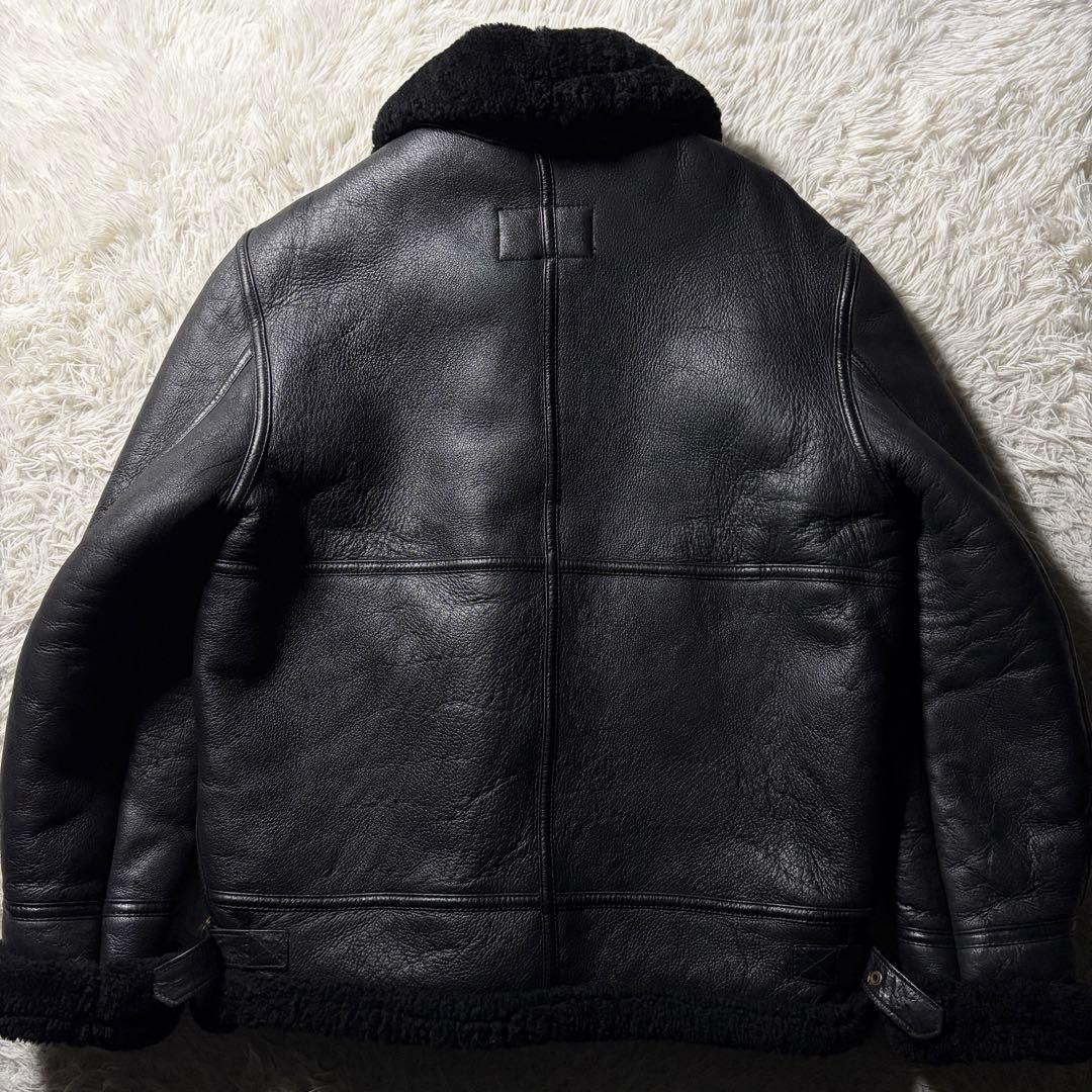 美品■schott フライトジャケット　B-3 ムートン　黒　ロゴ金具　38