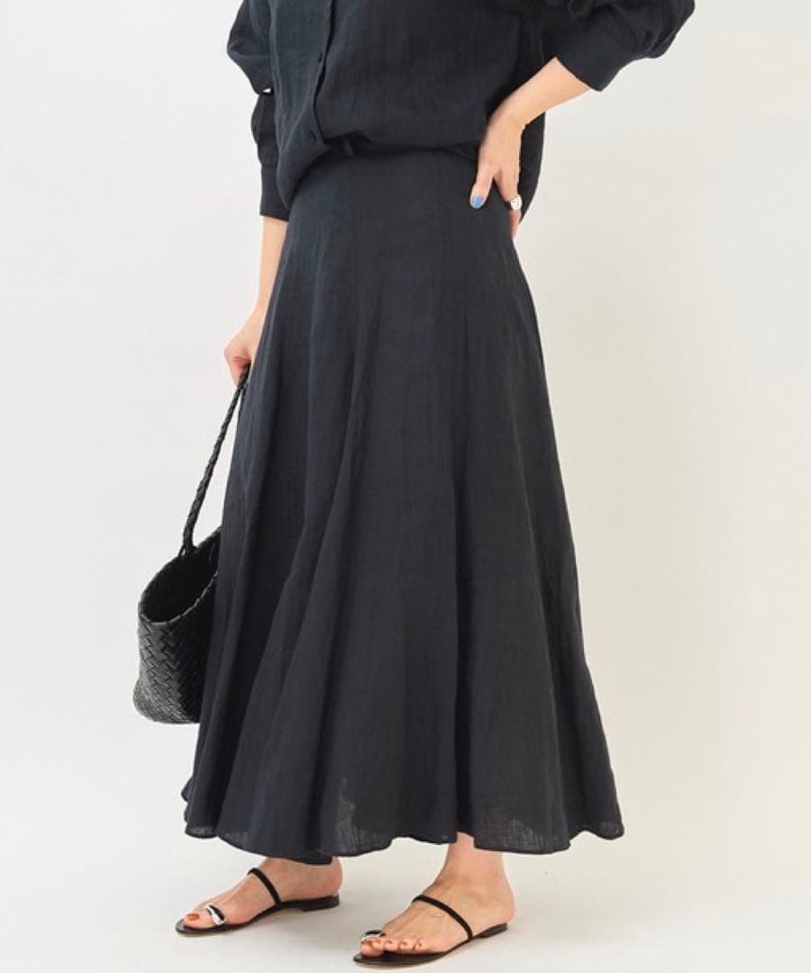 【美品】plage 22SS リネン100％　スリットリネンロングスカート　黒