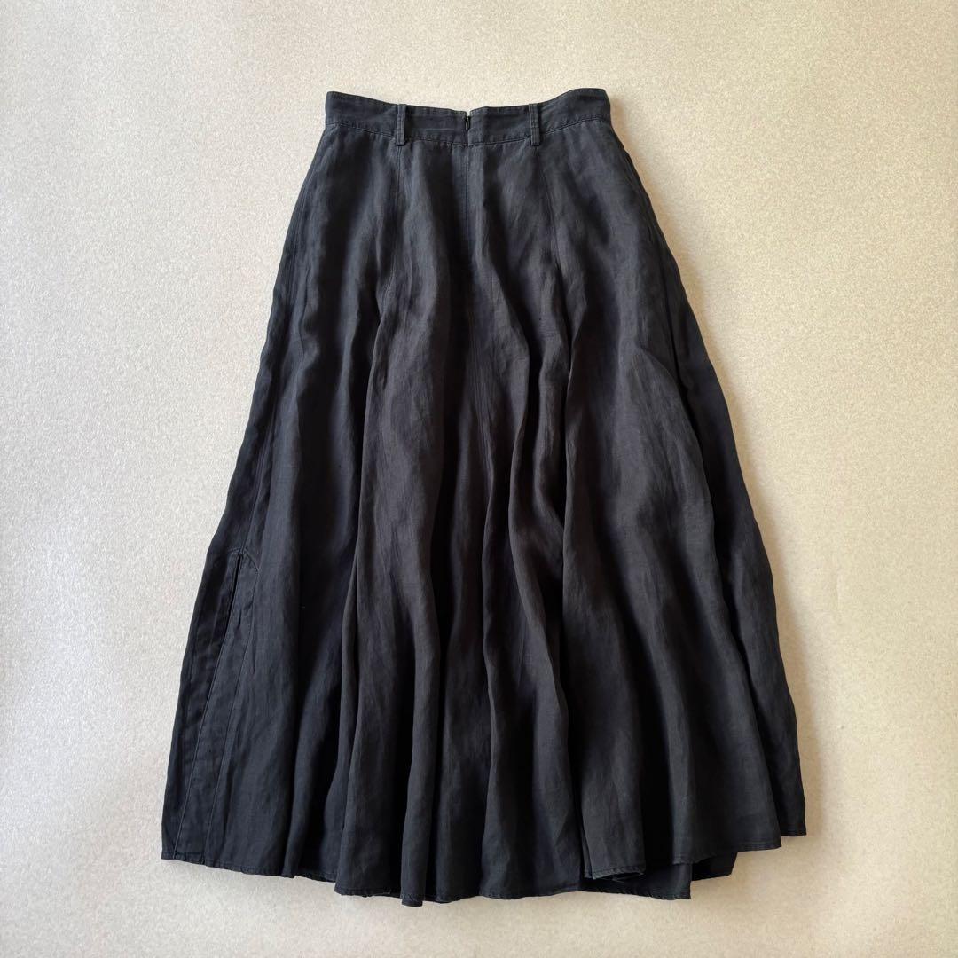 【美品】plage 22SS リネン100％　スリットリネンロングスカート　黒