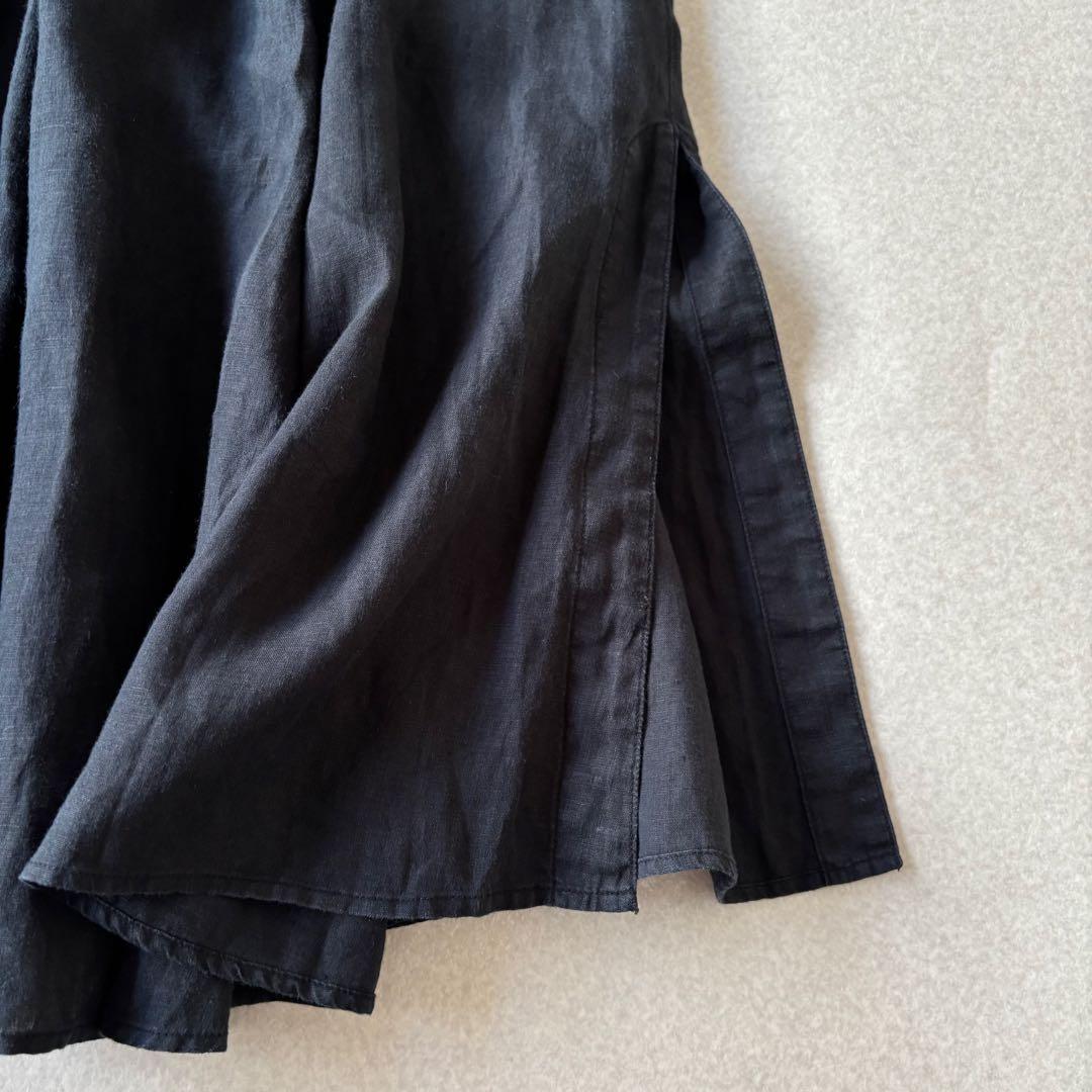 【美品】plage 22SS リネン100％　スリットリネンロングスカート　黒