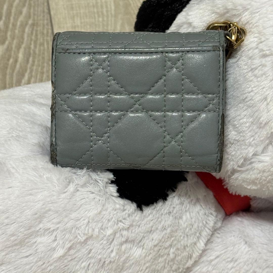 Dior グレー キルティング 三つ折り財布