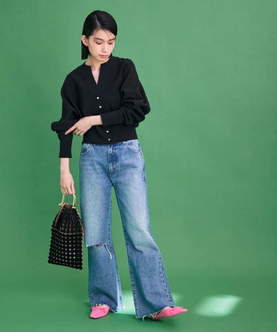 ADAM ET ROPÉ FEMME キーネックスナップカーディガン