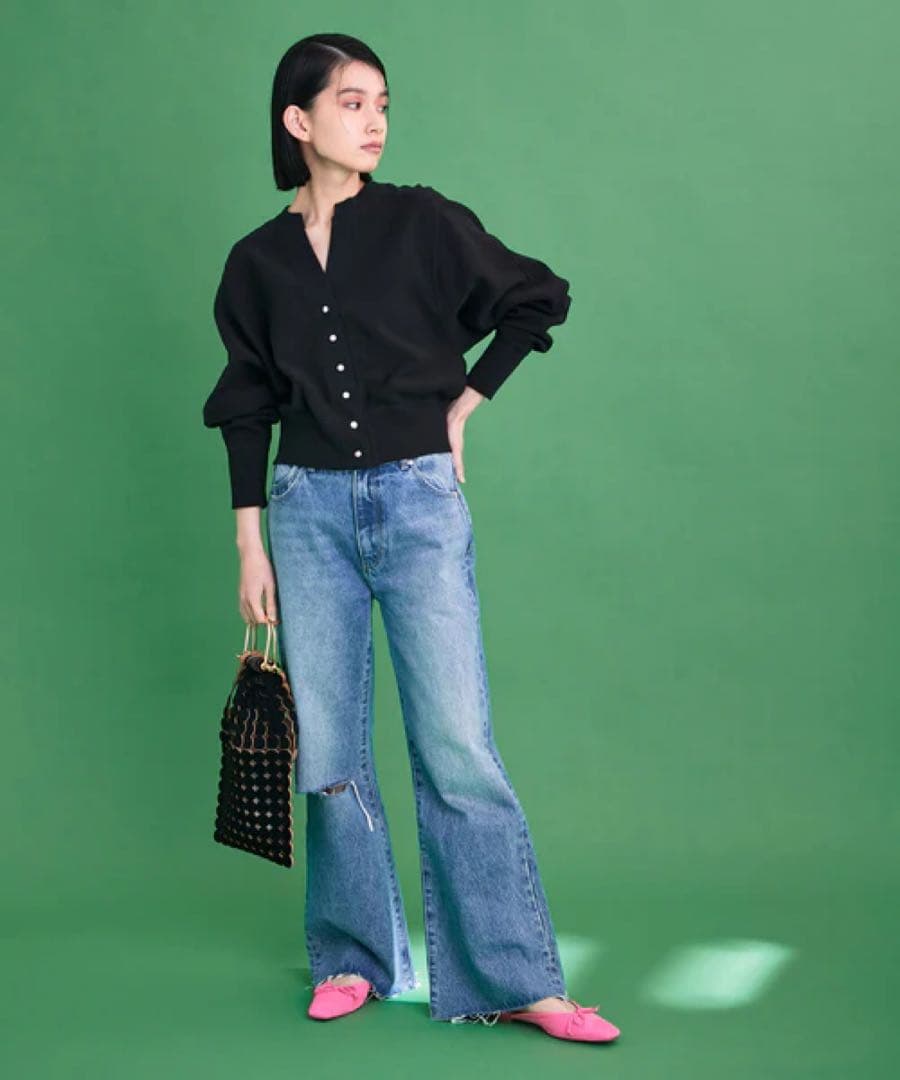 ADAM ET ROPÉ FEMME キーネックスナップカーディガン