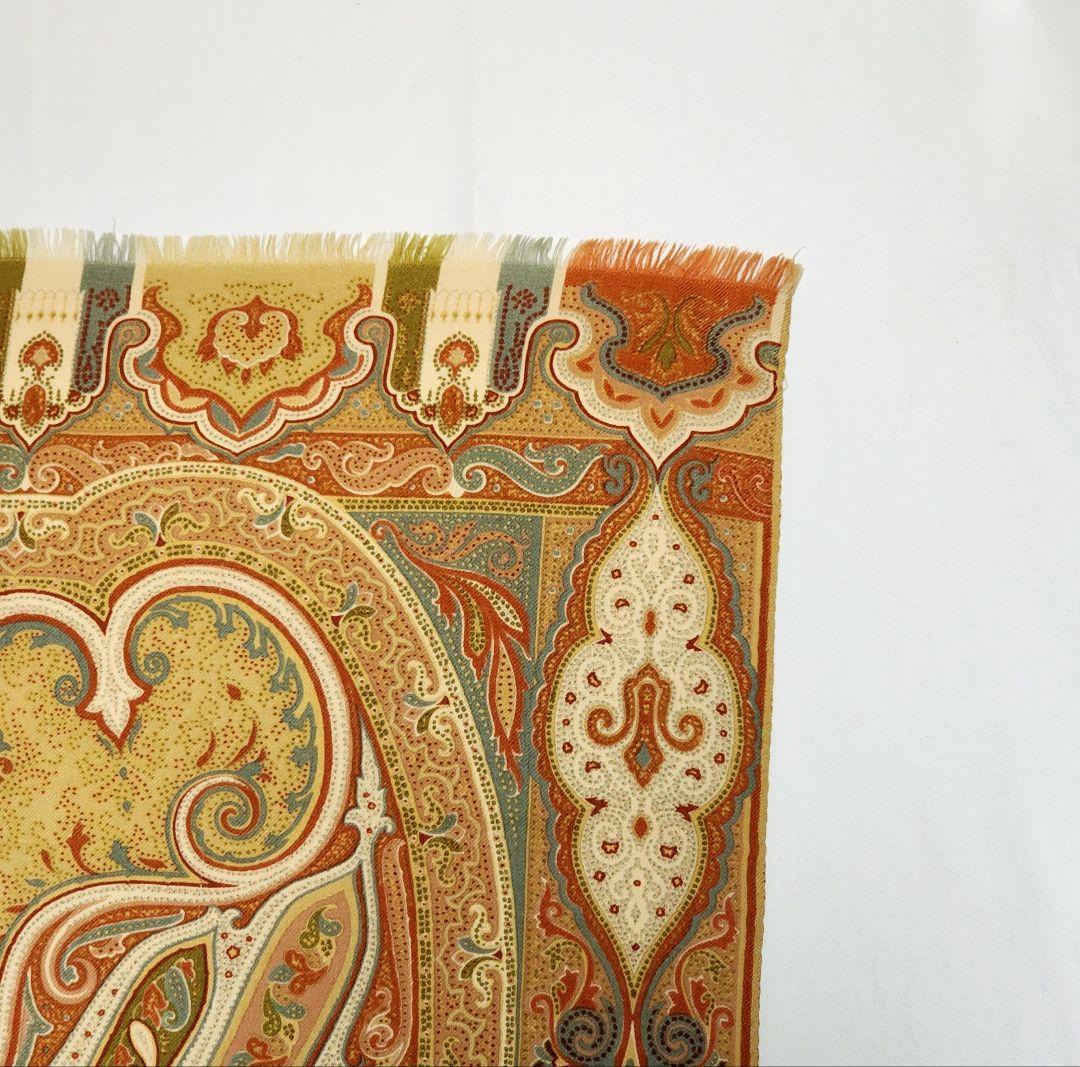 美品★ETRO★ エトロ ストール ペイズリー柄 ウール混 ブラウン ベージュ.