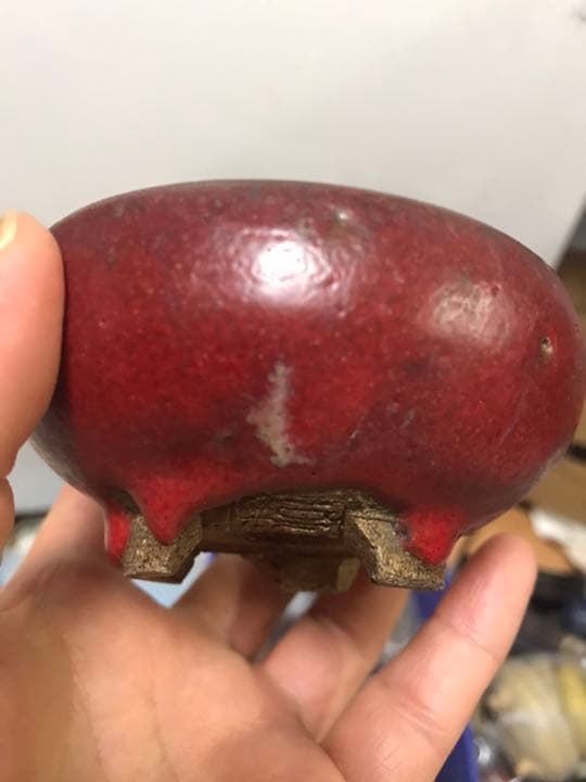 盆栽鉢　鶏血時代希少ミニ盆栽鉢不明落款〜亭支那鉢和鉢古色赤い盆栽鉢山野草多肉植物