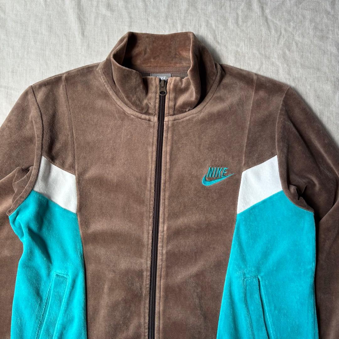 NIKE ナイキ ベロア セットアップ ブラウン 水色 S ジャージ