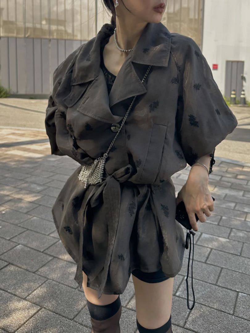 DOT FLOWER VEIL TRENCH ブラウン　Sサイズ