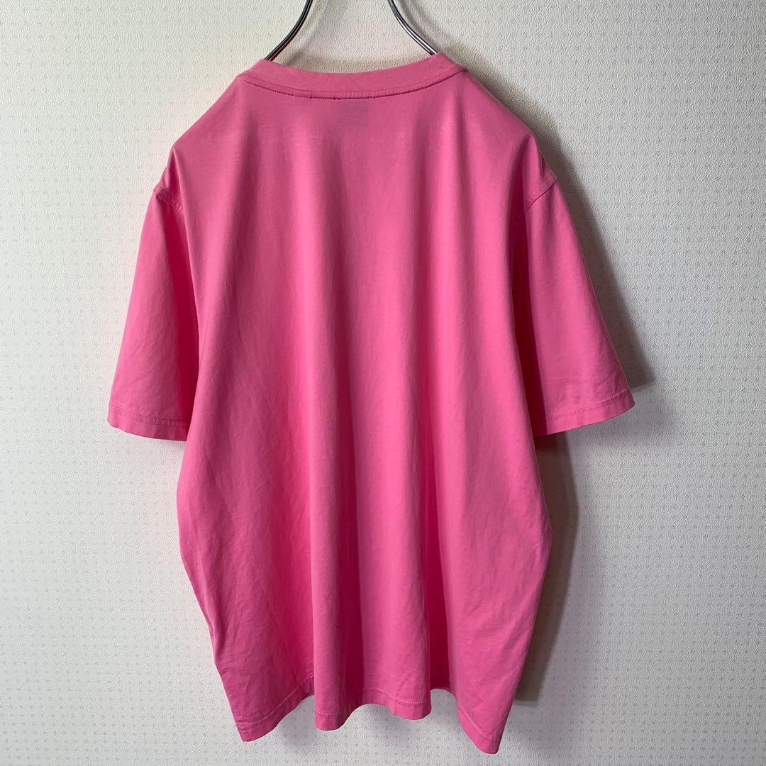 BURBERRY Tシャツ XL ピンク センターロゴ プリント 現行