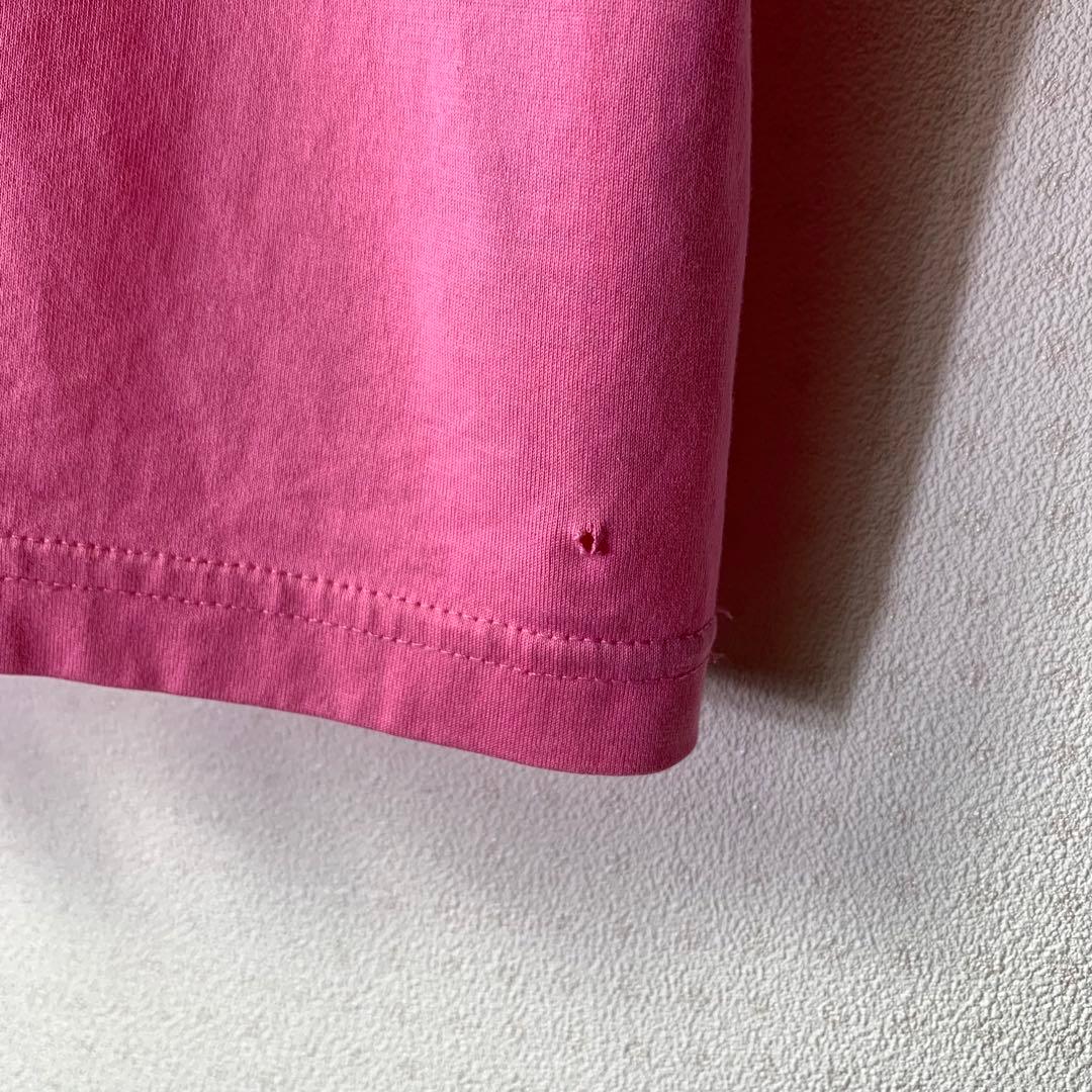 BURBERRY Tシャツ XL ピンク センターロゴ プリント 現行
