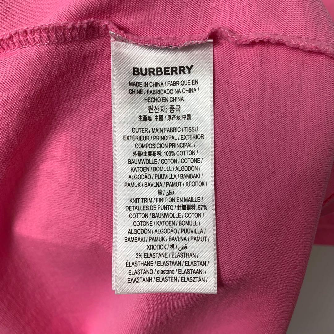 BURBERRY Tシャツ XL ピンク センターロゴ プリント 現行
