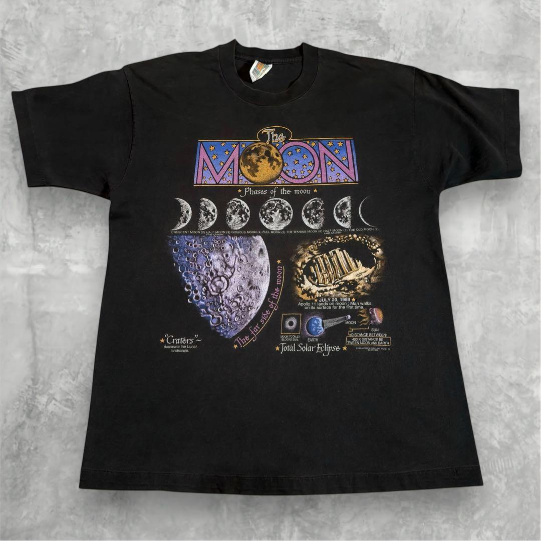90s アート 宇宙 皆既日食 月の満ち欠け Tシャツ 化学 惑星 サイエンス