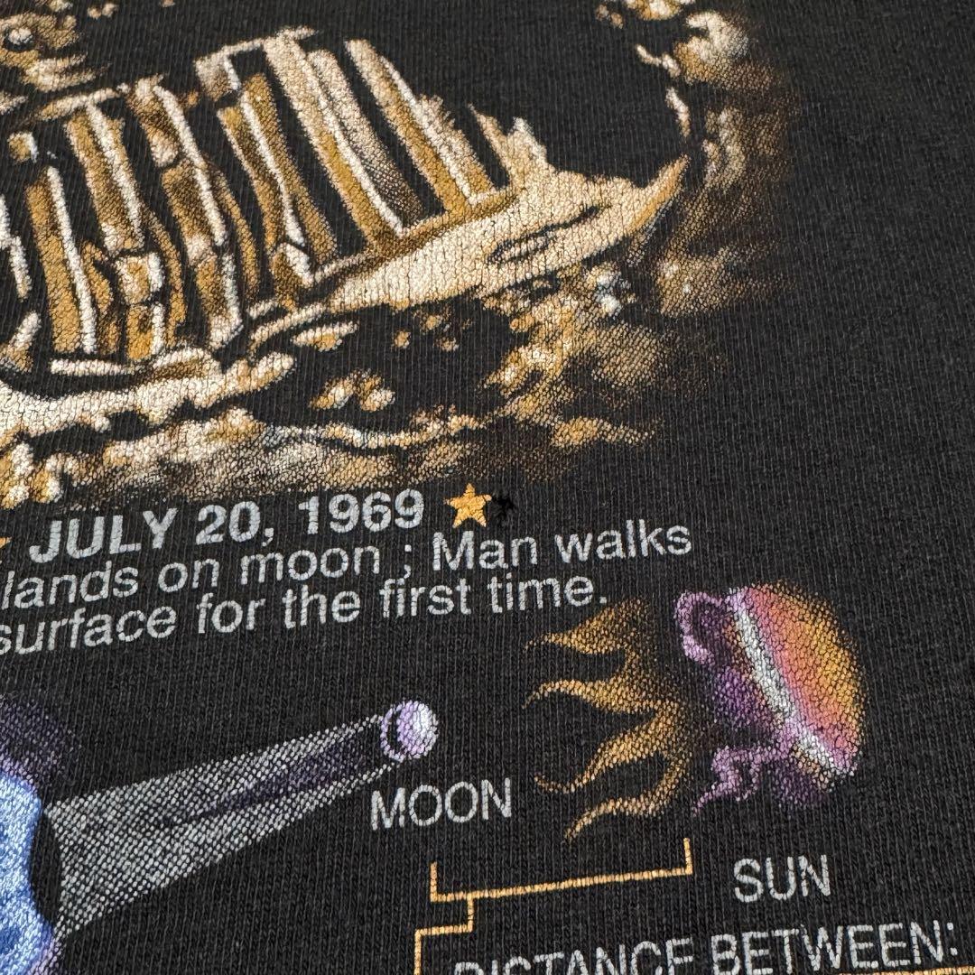 90s アート 宇宙 皆既日食 月の満ち欠け Tシャツ 化学 惑星 サイエンス