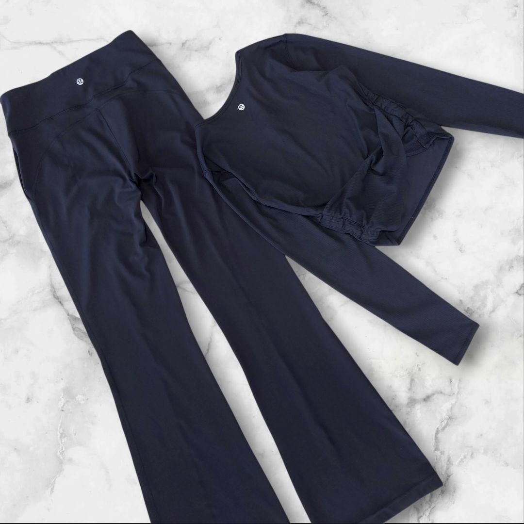 極美品 lululemon セットアップ バックツイスト フレアパンツ ブラック