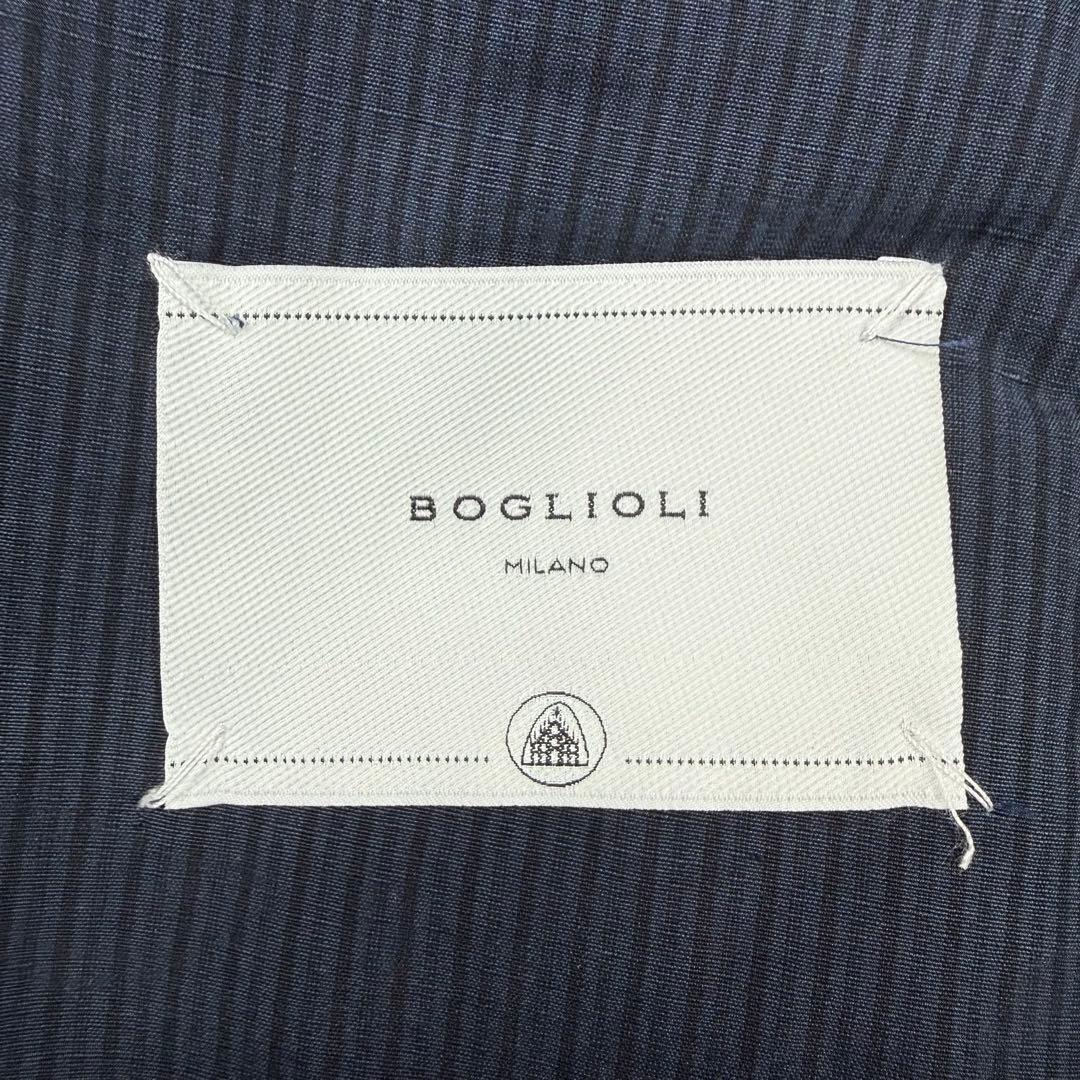 美品 BOGLIOLI Kジャケット リネン モヘア ストライプ 柄 50