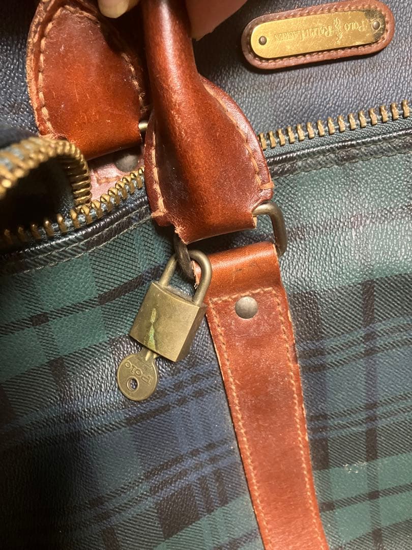 POLO RALPH LAURENのブラックウォッチ柄ボストンバッグ　 中古