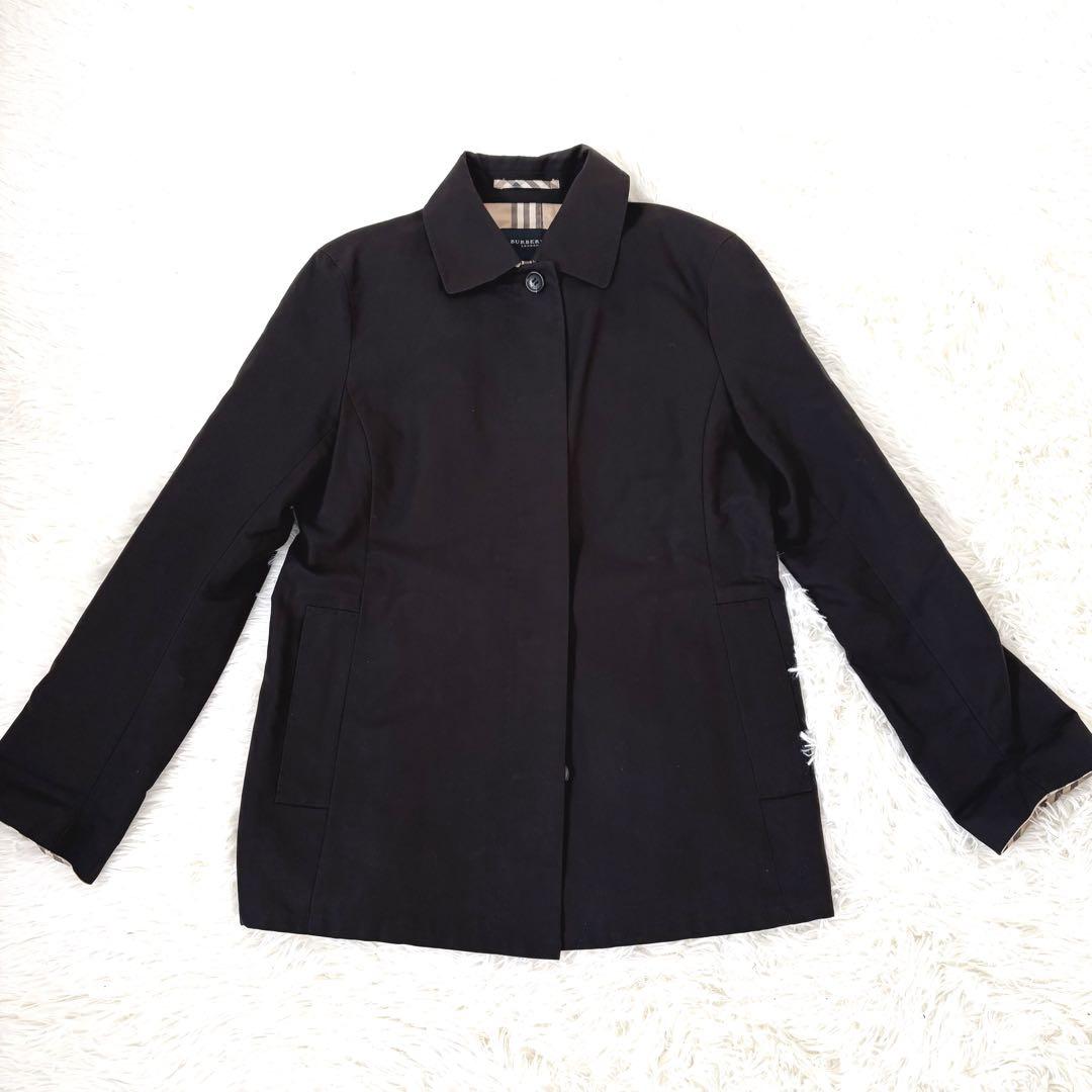 美品☆BURBERRY LONDON ノバチェック　ジャケット　ステンカラー　黒