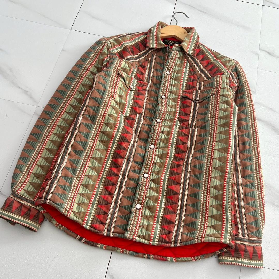 希少　RRL ダブルアールエル　ネイティブ柄　キルティングシャツ　コンチョボタン