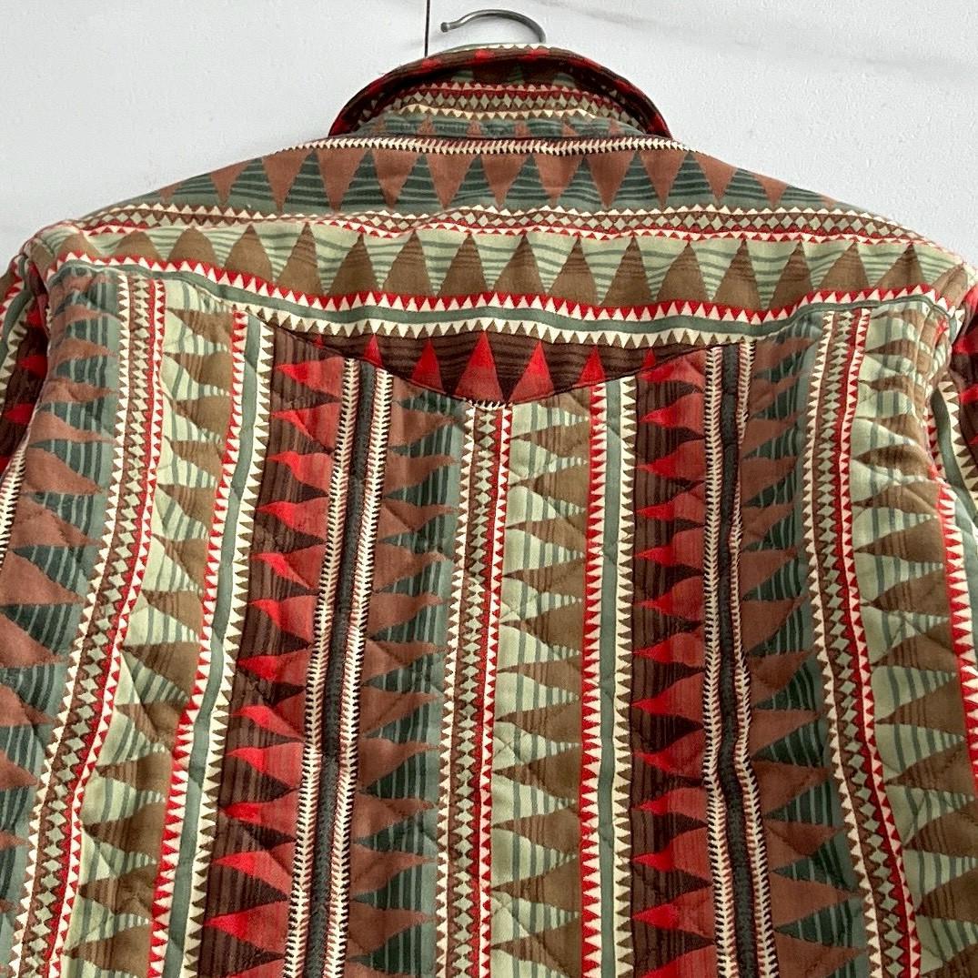 希少　RRL ダブルアールエル　ネイティブ柄　キルティングシャツ　コンチョボタン