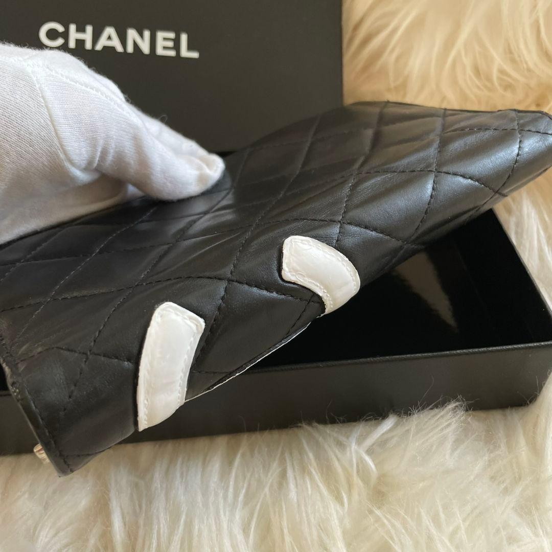 シャネル CHANEL 二つ折り 財布 カンボンライン ピンク 黒 正規品