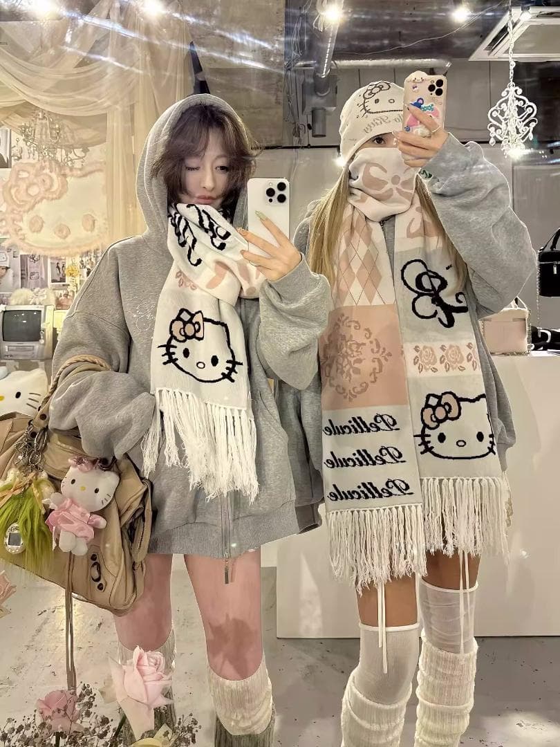 小物 PELLICULE HELLOKITTY hug knit muffler