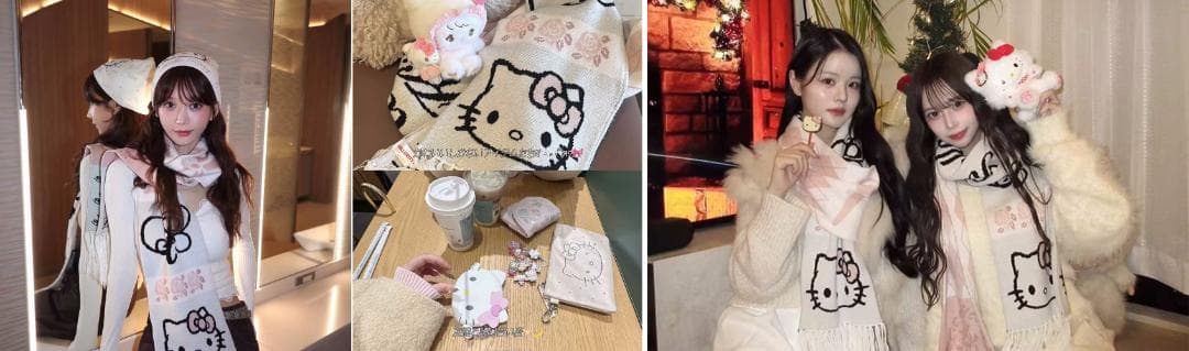 小物 PELLICULE HELLOKITTY hug knit muffler