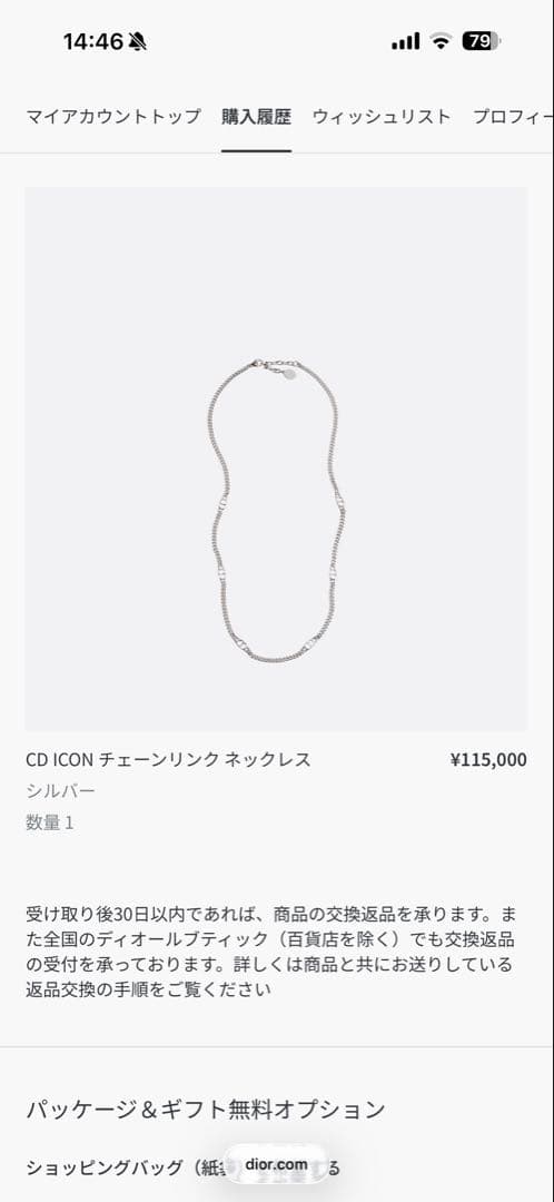 Dior CD アイコン　チェーンリンク ネックレス シルバー