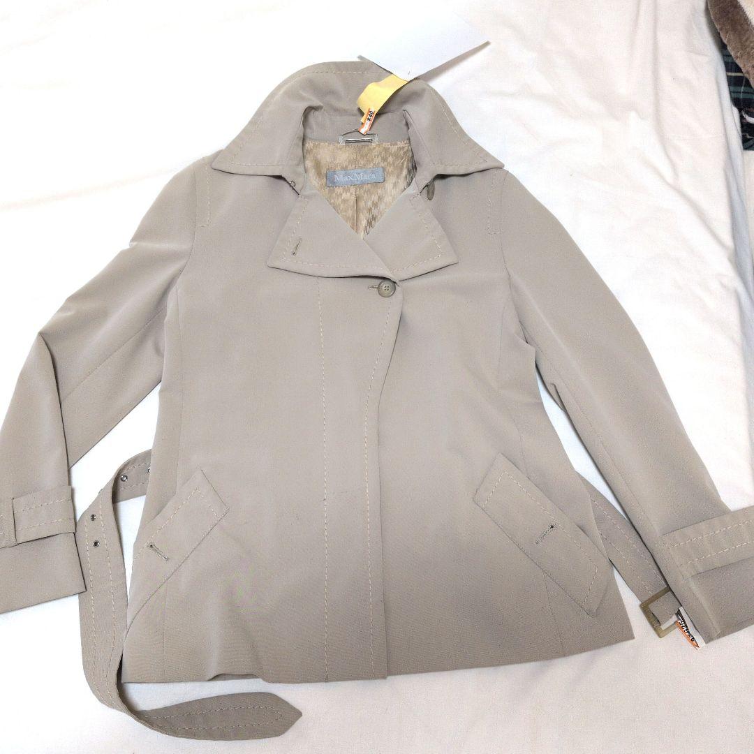 Max Mara マックスマーラ ショート丈 スプリングコート とろみ素材 ロゴ