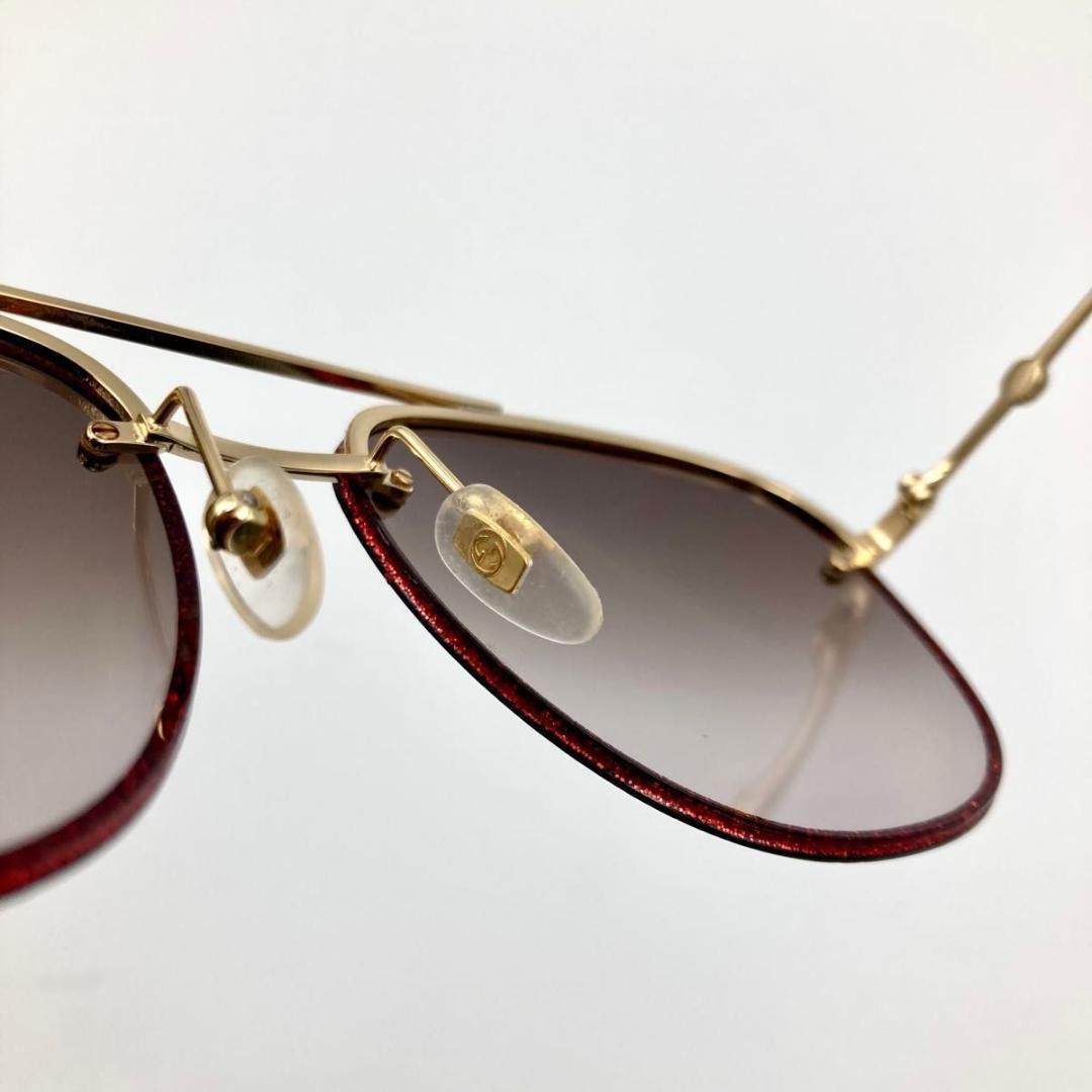 GUCCI サングラス GG0227S レッド ラメ GG ロゴ 鉢 ケース付き