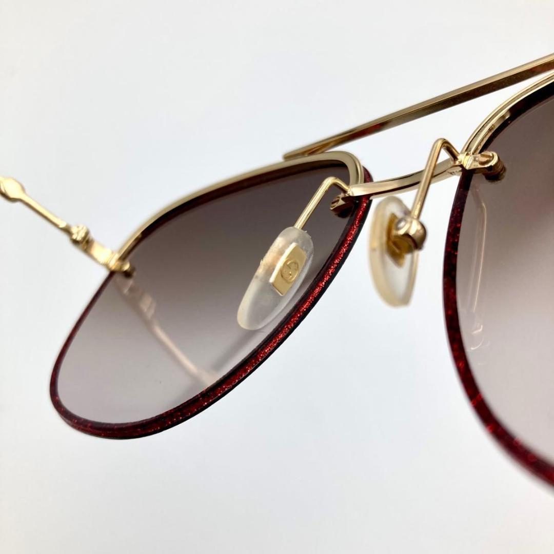 GUCCI サングラス GG0227S レッド ラメ GG ロゴ 鉢 ケース付き
