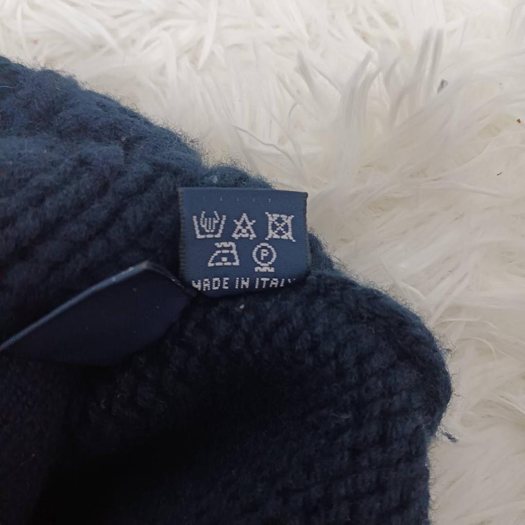 Drumohr　ウールニットダッフル　46　ネイビー ケーブルニット　伊製