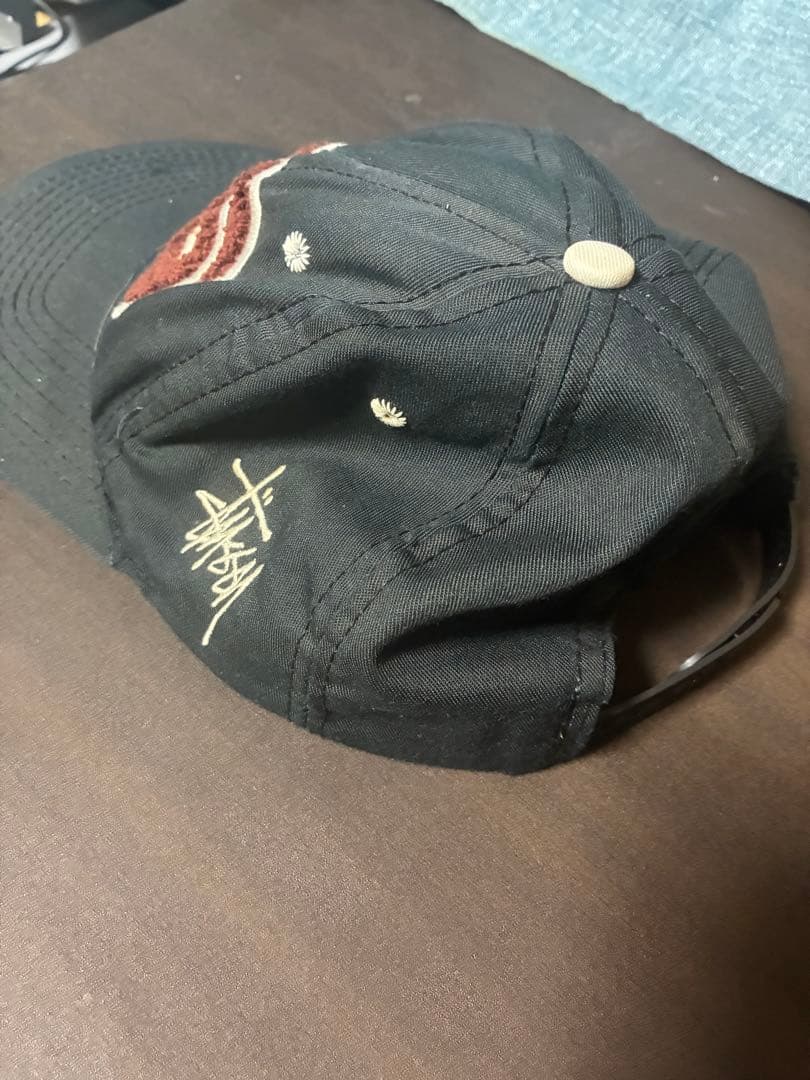 90s Stussy 刺繍Sロゴ キャップ 黒